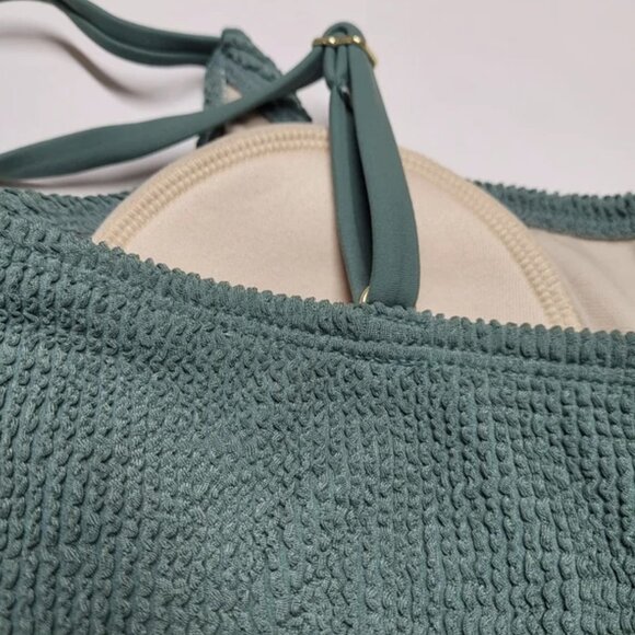KONA SOL Textured Moss Green Square Neck Bikini Top - Picture 6 of 6